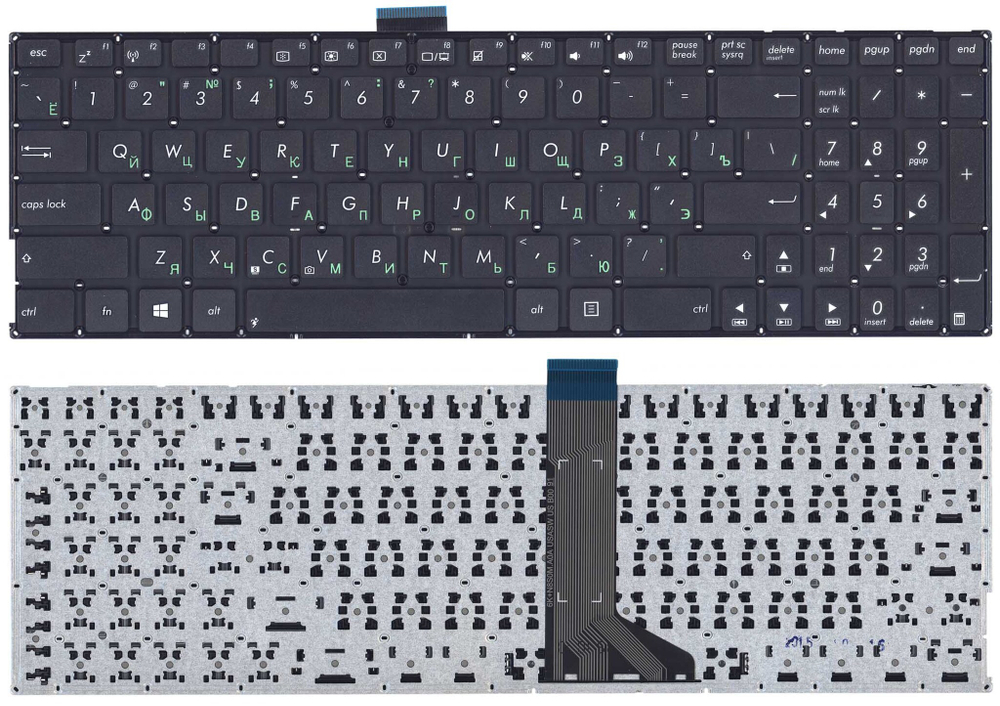 Клавиатура для ноутбука Asus X555L X553 черная (плоский ENTER)