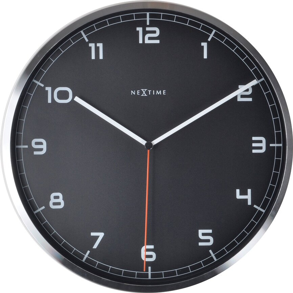 Настенные часы NeXtime Company, алюминий, 35 см, чёрные