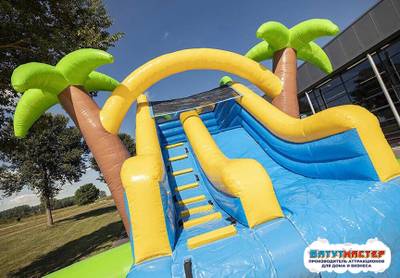 Надувной аквапарк с бассейном и горками «Тропический остров», 24×18×7,6 м