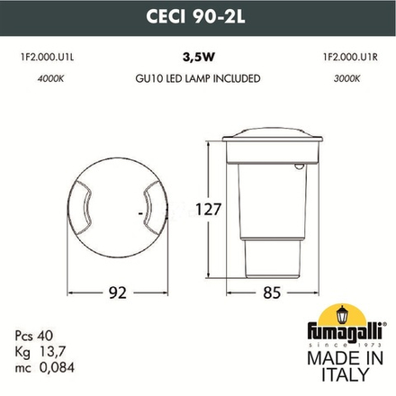 Грунтовый светильник FUMAGALLI CECI 90-2L 1F2.000.000.LXU1L