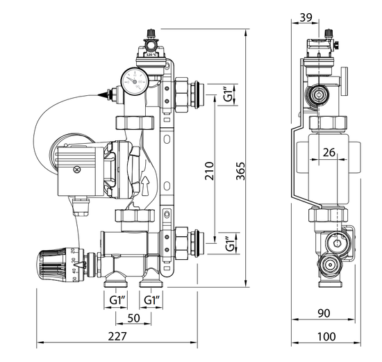 Насосно-смесительная группа Uni-Fitt Solomix 1" c насосом Wilo Star RS 25/6-130