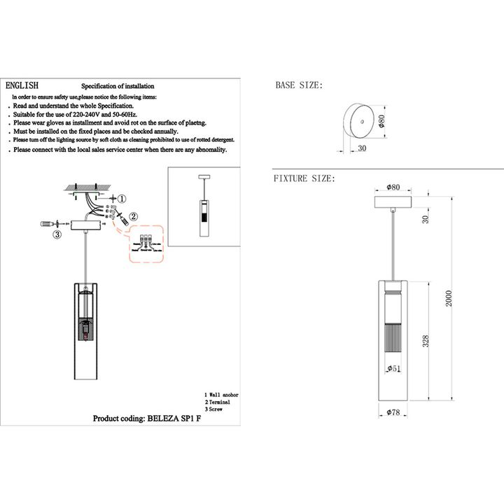 Подвесной светильник Crystal Lux Beleza SP1 F Chrome