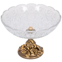 Фруктовница-конфетница Орхидея Лелия со стеклянной чашей 7373 Бронза