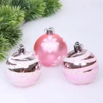 Новогодние шары 6 см (набор 3 шт) «Загадка», Розовый