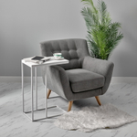 Придиванный столик Loft 50x30см, белый мрамор с белыми ножками