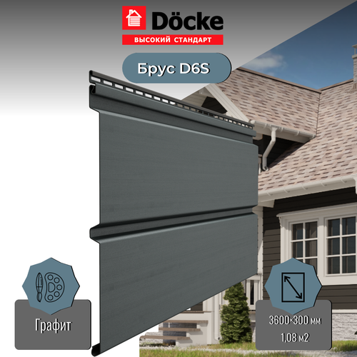 Сайдинг Docke PREMIUM Брус Графит 3,6м 1,08м2