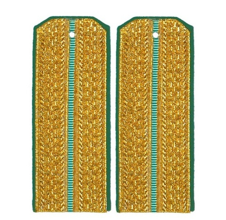 Погоны парадные золотые металлизированные 1 зеленый просвет
