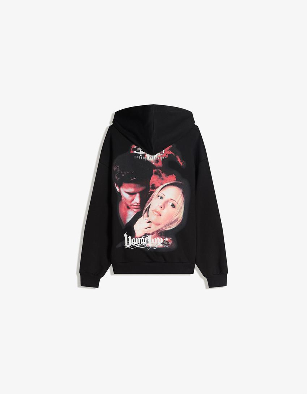 BERSHKA Толстовка с принтом Buffy the Vampire Slayer, черный