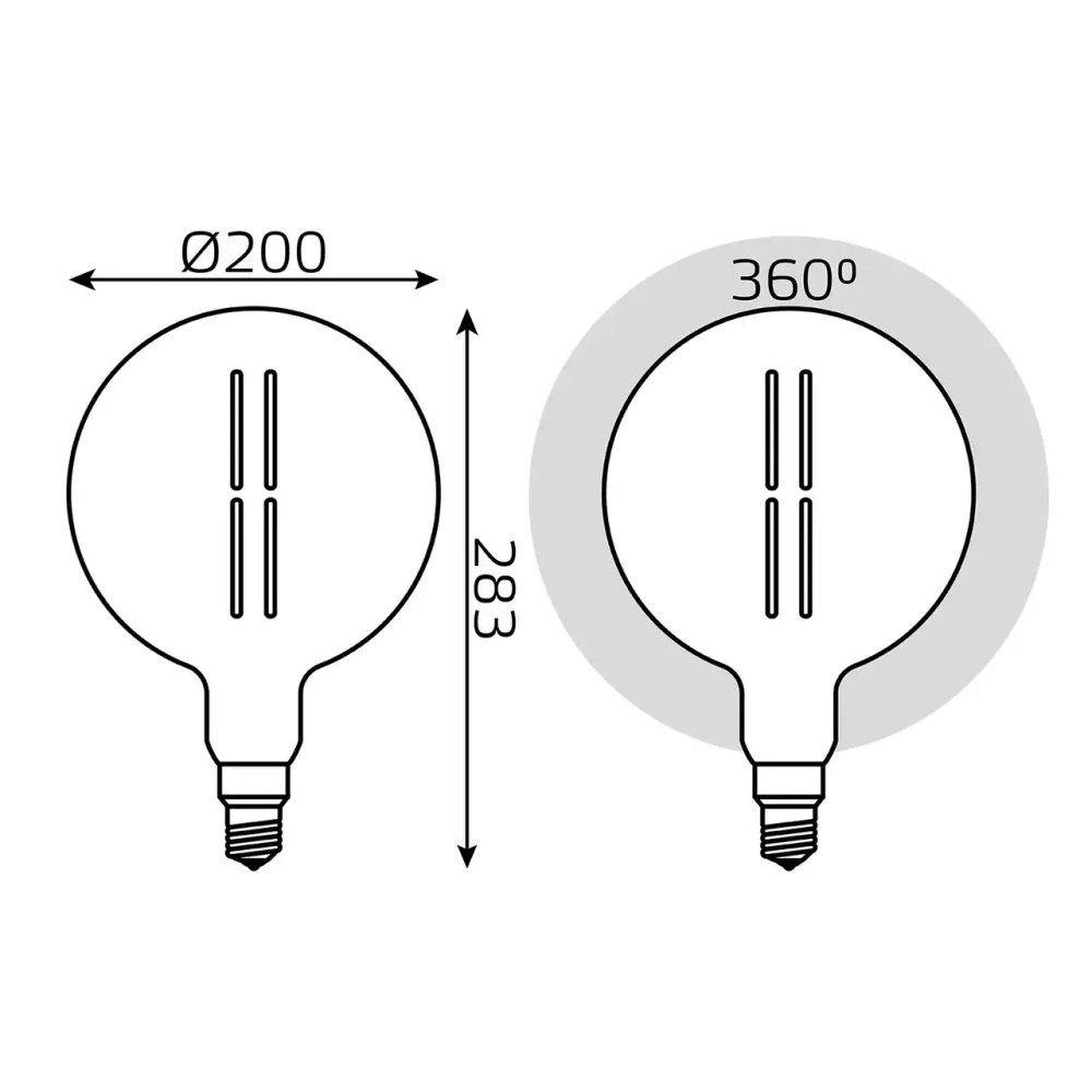 Лампа Gauss LED Filament G200 6W Е27 330lm 4000К  gray straight 154802205