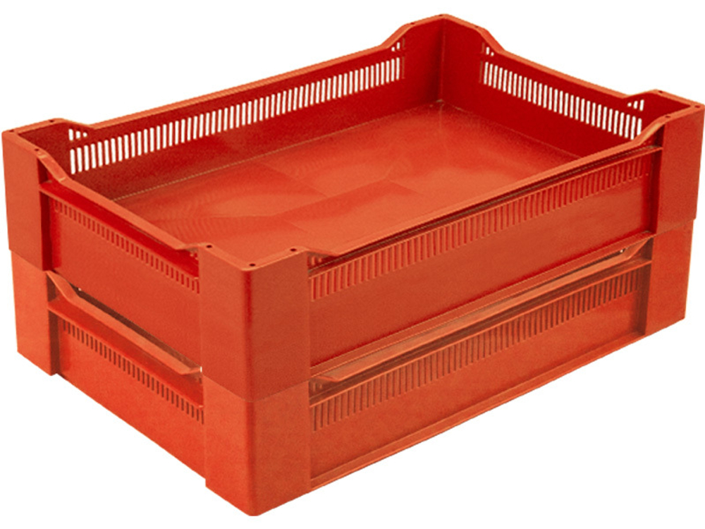 Ящик перфорированный 600×400×135, арт.: 120, объём 32.4, красный, код: 07728