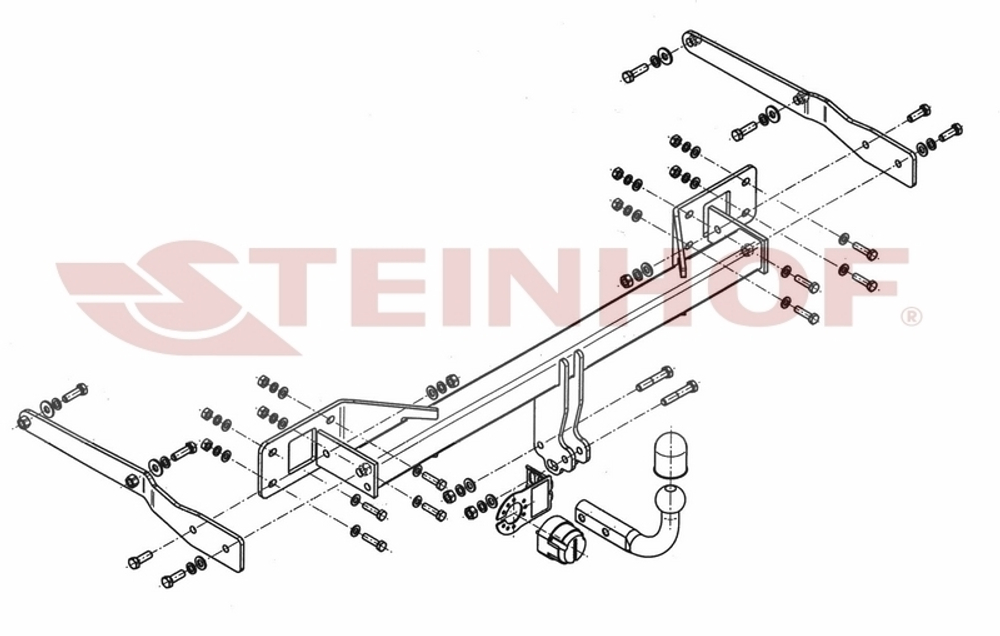 Фаркоп Steinhof M-136 для Mercedes GLK-Class x204 2008-2015(паспорт и сертификат в комплекте)(без электрики)