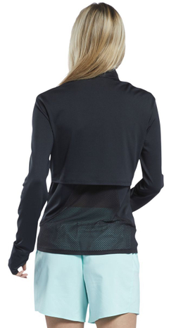 Женская теннисная куртка Reebok Workout Running 1/4 Zip W - Black