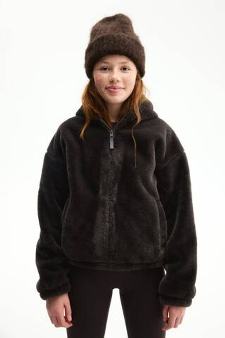 H&M Мягкая куртка с капюшоном и застежкой-молнией, темно-коричневый