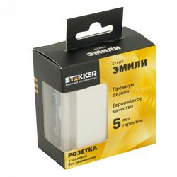 Розетка с заземлением и со шторкой, с крышкой Stekker Эмили 49878
