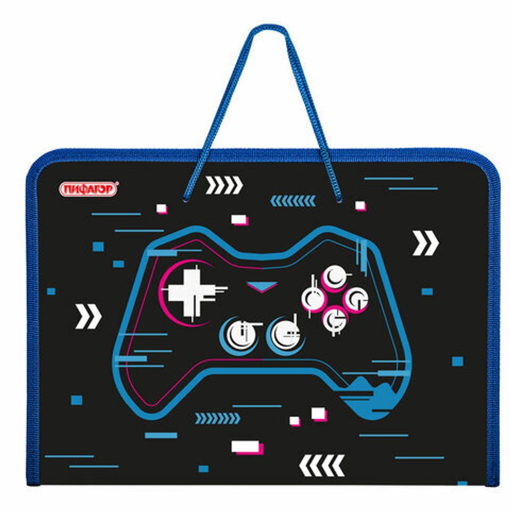 Папка для труда на молнии с ручками ПИФАГОР А4, 1 отделение, пластик, органайзер, "Lucky gamer", 273390