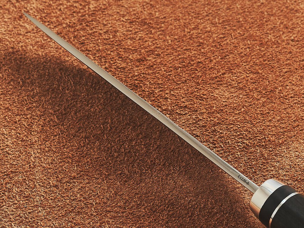 Якутский нож "Амга", сталь Х12МФ, рукоять черный мореный граб / орнамент