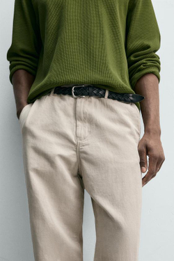 ZARA СВОБОДНЫЕ БРЮКИ STRAIGHT FIT, ЖЕМЧУЖНО-СЕРЫЙ