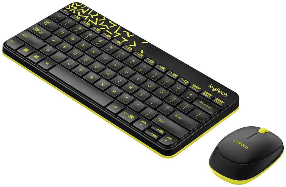 Комплект клавиатура + мышь Logitech MK240 Nano, black/yellow