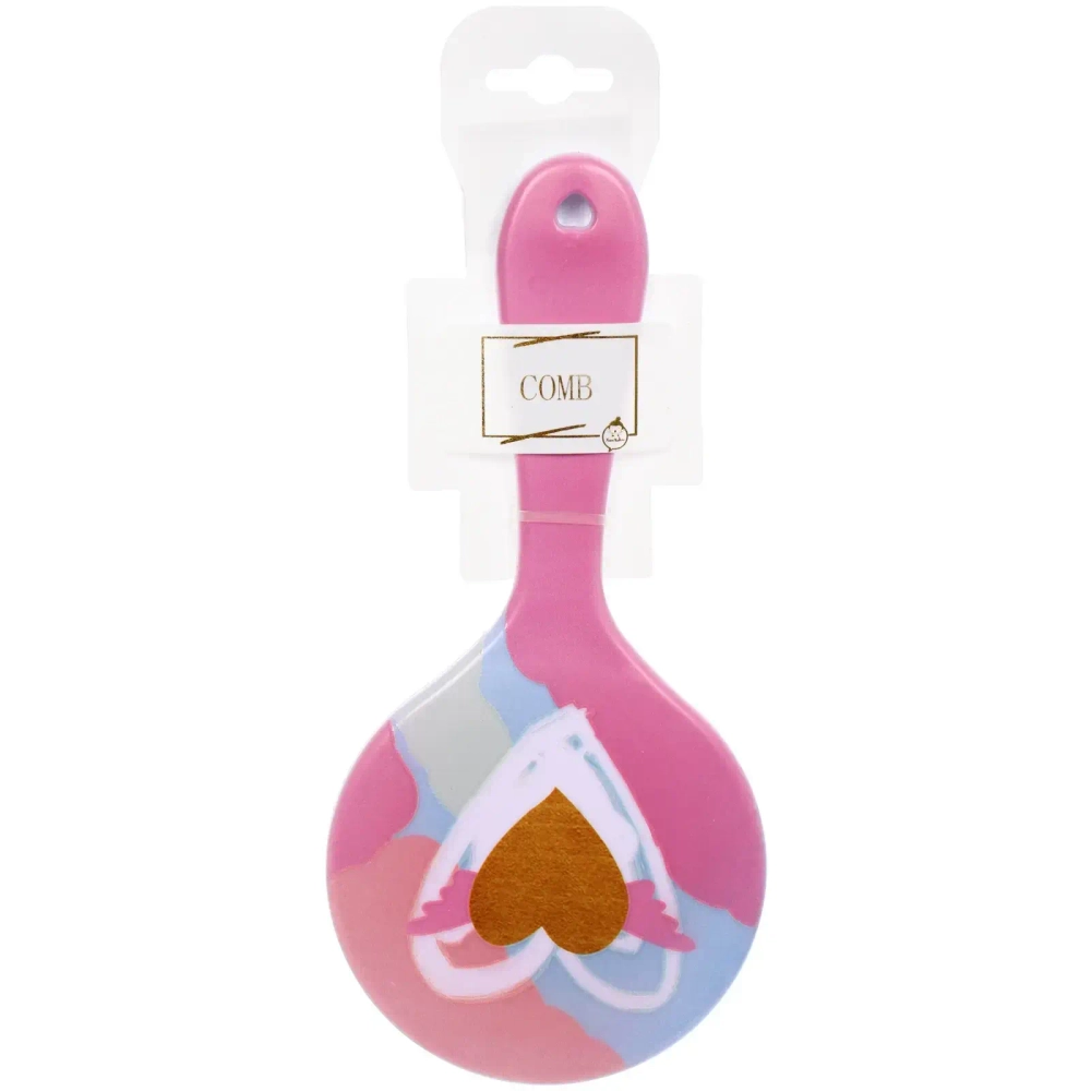 Расческа массажная круглая форма «КОЛЛЕКЦИЯ ИМАНИ - АМОР», микс 4 дизайна, 22*10см (PVC подвес)