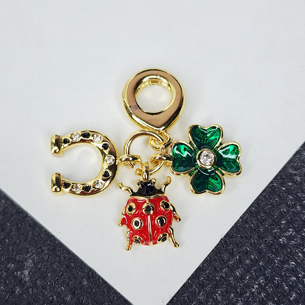 Подвеска "на удачу", бейл, позолота, цветная эмаль, р-р 10мм, люкс фурнитура, штучно