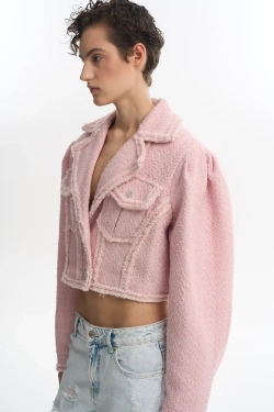 Жакет в байкерском стиле розовый