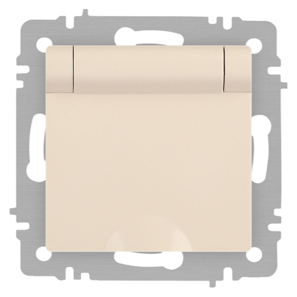 Розетка Intro Accent 6-203-02 2P+E Schuko с крышкой 16А-250В IP20 СУ AL/CU слоновая кость | Intro
