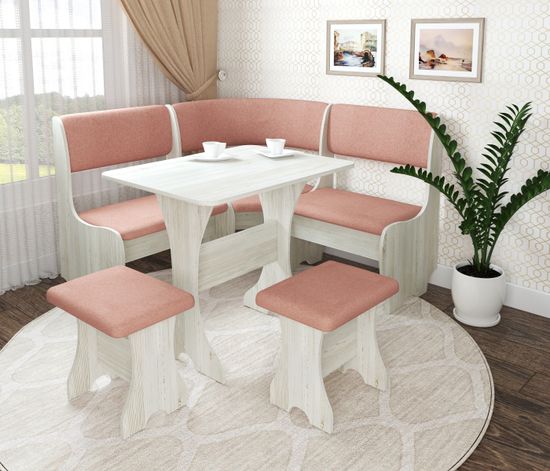 Кухонный уголок compatto "Оливьер" (Сосна Винтерберг/Велюр Beverly Clay (AT)) EsandwichKУ-02