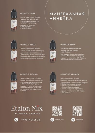 Пигмент Etalon Mix для бровей №09 "Sepia " (mineral series)