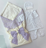 Комплект на выписку "Воздушный пломбир" (4 пр.) - лето (Цвет: Молочно-сиреневый)