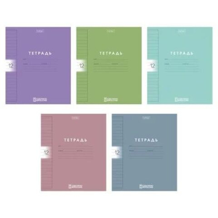 Тетрадь А5 12л лин. Hatber пласт.обл. "Color Set" 5диз.в блоке