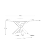 Круглый стол с с черным стеклом и черными стальными ножками Ø 120 см