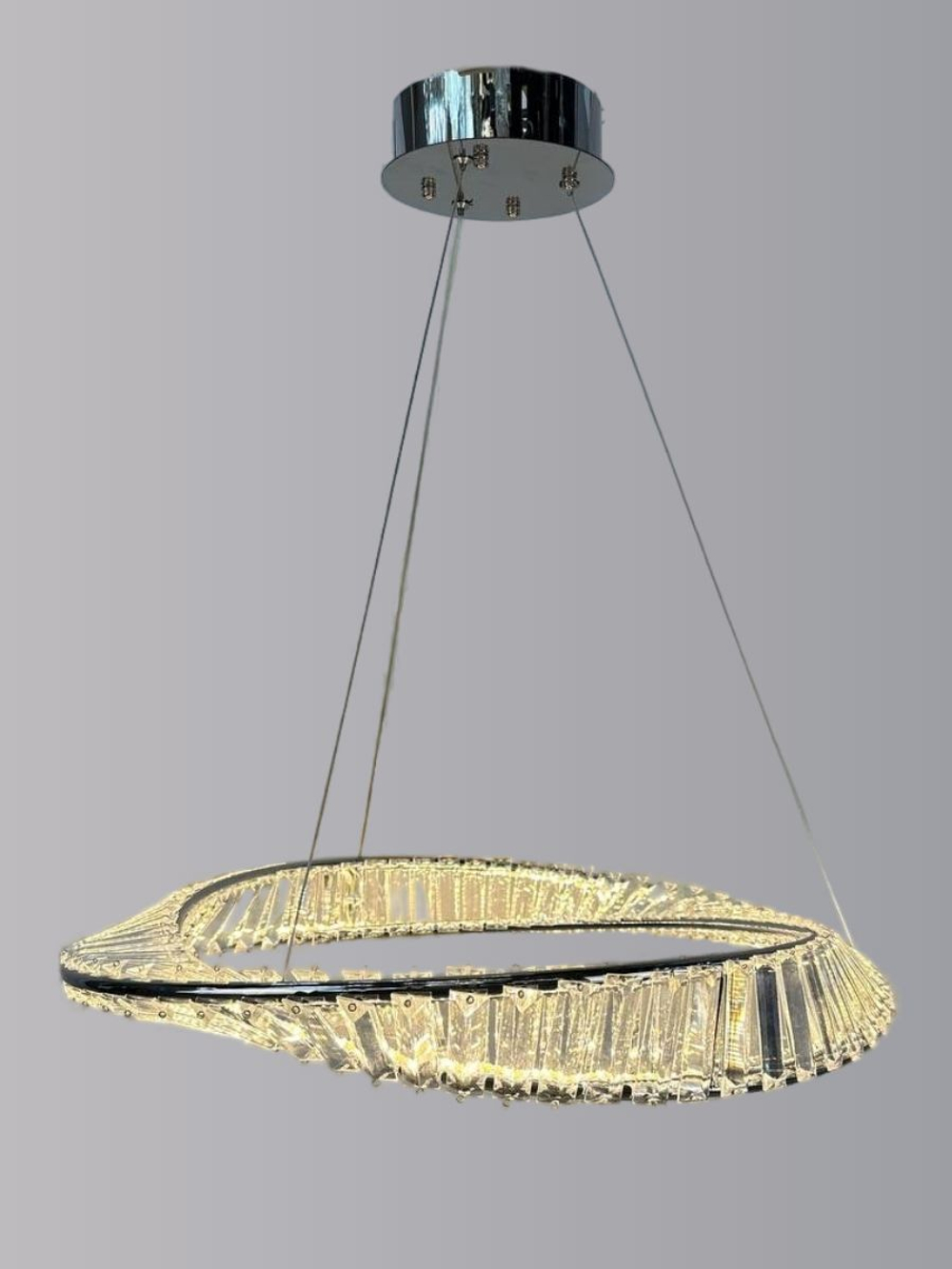 Люстра подвесная светодиодная Lanbos, LED 50 Вт, до 15 кв м, диаметр 60 см, хром