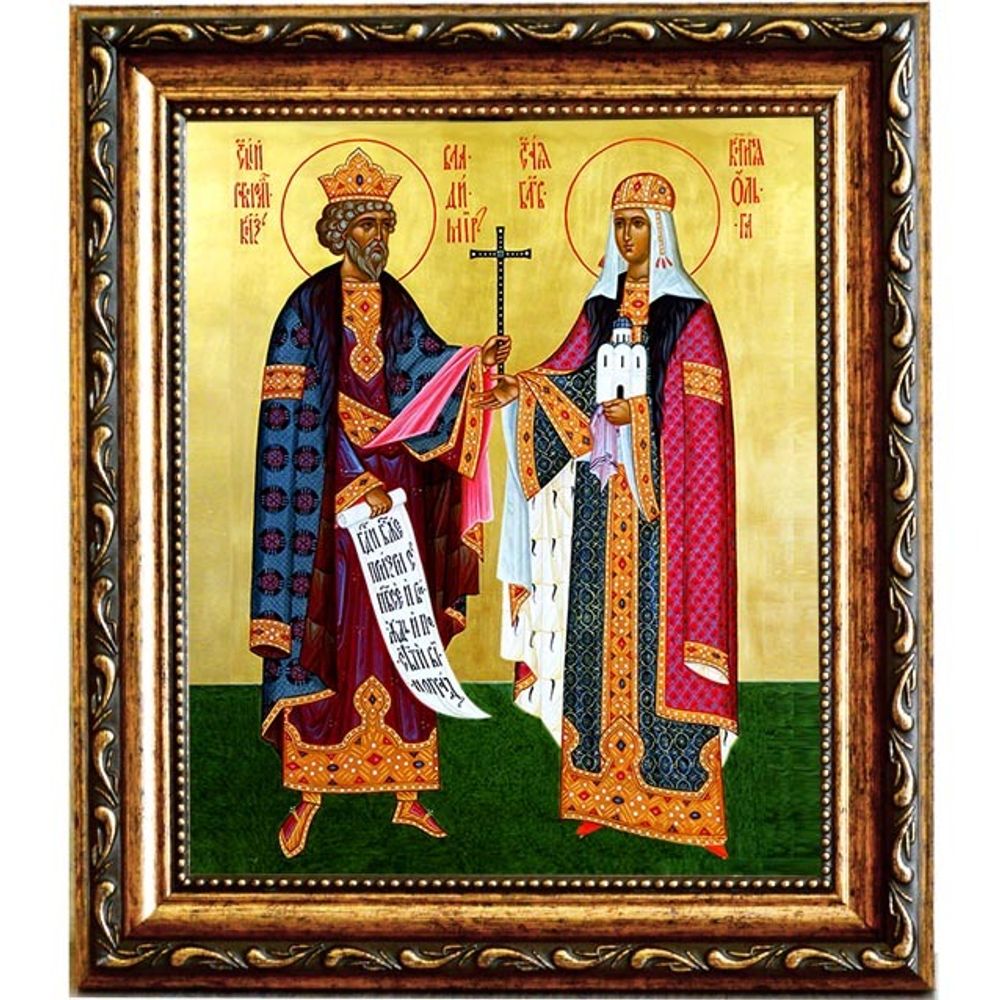 Владимир и Ольга Святые равноапостольные. Икона на холсте.