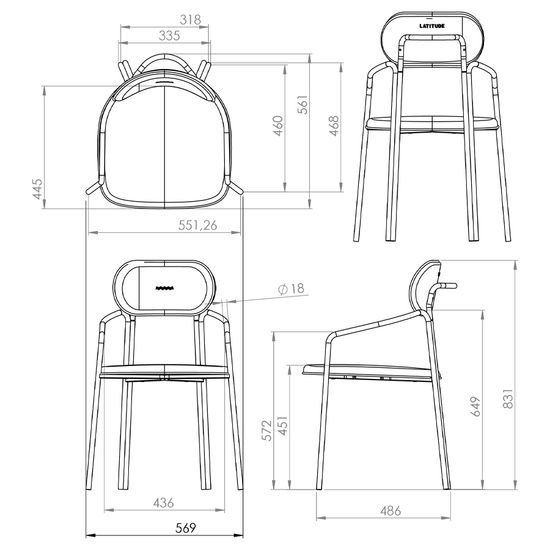 Стул ror, round, рогожка, черный/зеленый