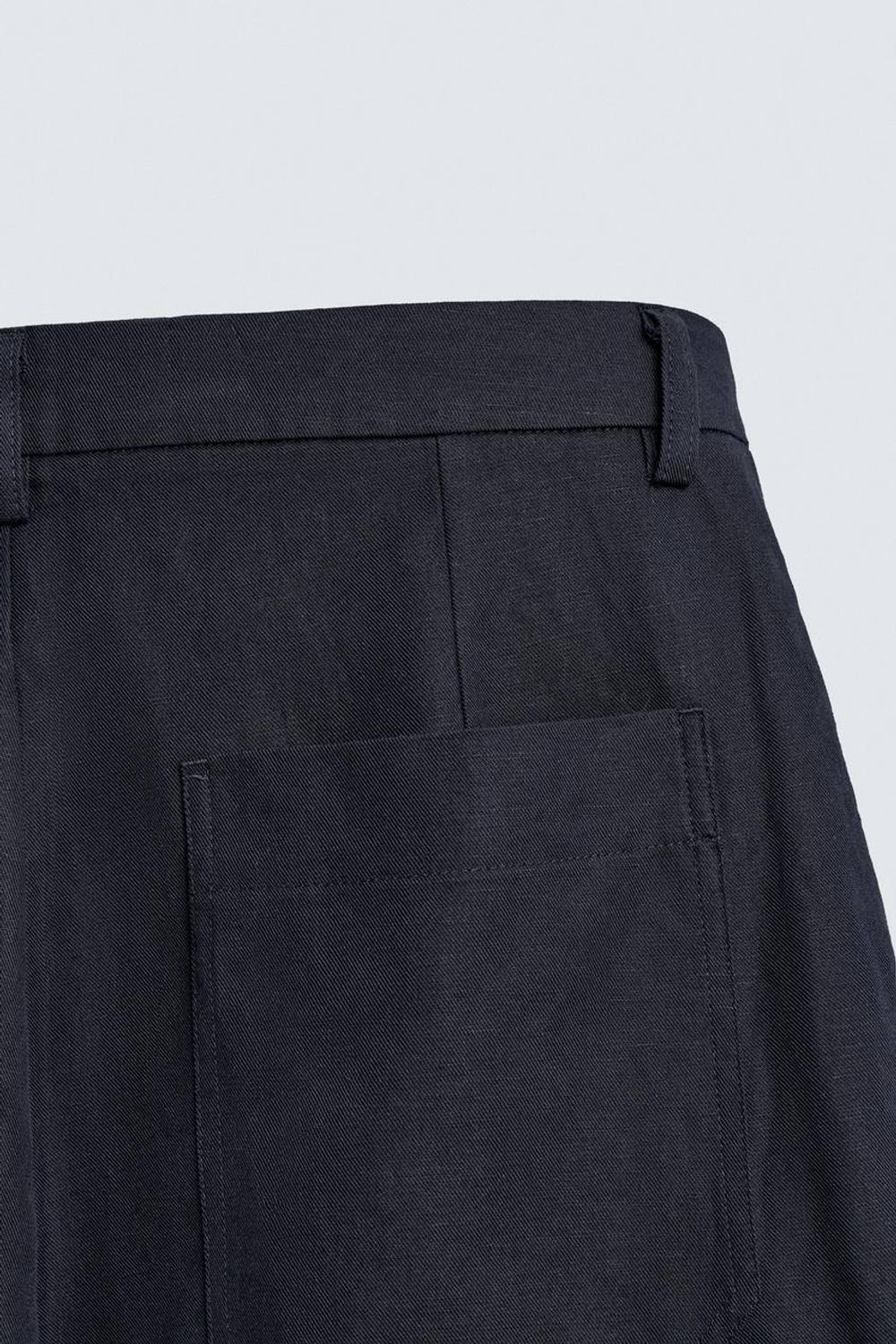 ZARA БРЮКИ RELAXED FIT ИЗ ХЛОПКА И ЛЬНА, МОРСКОЙ СИНИЙ