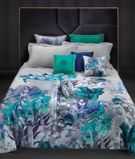 Постельное белье 2 спальное евро макси Roberto Cavalli Undersea blue 001