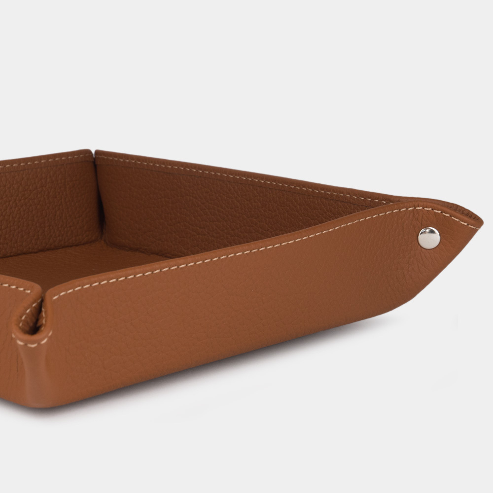Лоток для мелочей из натуральной кожи теленка, цвета карамель