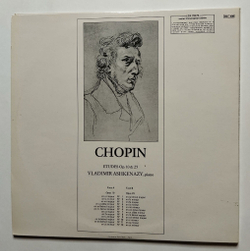 Винтажная виниловая пластинка LP Chopin Шопен Vladimir Ashkenazy Владимир Ашкенази Etudes Op. 10 and 25 (France 1972)