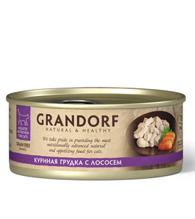 Grandorf консервы для кошек (беззерновой) Куриная грудка с лососем 70гр.