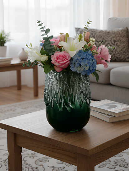 Ваза для цветов 19 см. стеклянная