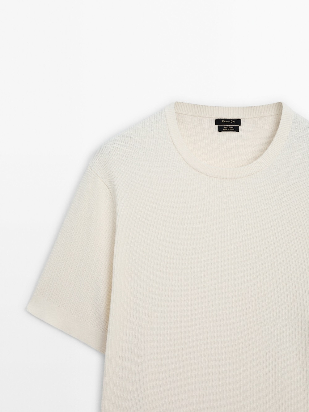 Massimo Dutti Хлопковая футболка, натуральный, кремовый