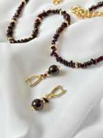 Серьги с гранатом, фурнитура золото