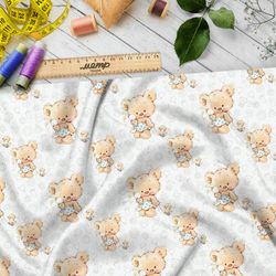 Ткань шелк Армани игрушечные мишки с уточкой