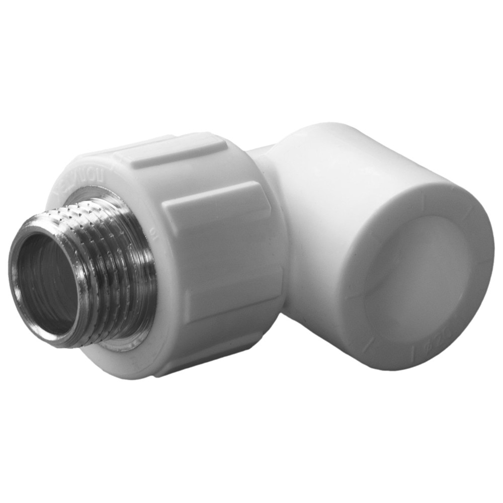 Угольник комбинированный ППР PPRC НР 20х3/4" Политэк НАР резьба, белый (уп. 40 шт)