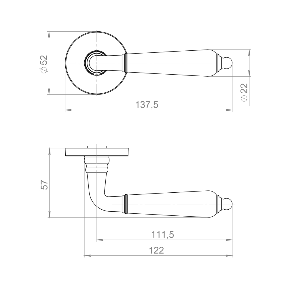 Ручка раздельная R.JSR51.LUCIA SSG-39 сатинированное золото