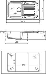 Кухонная мойка Florentina  АРОНА 860 схема