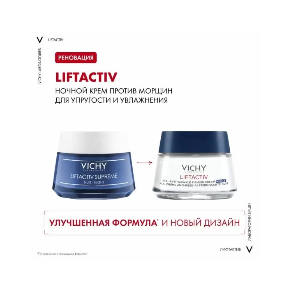 Vichy Liftactiv Supreme Ночной крем-уход против морщин для упругости кожи, 50 мл