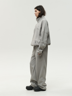 Drawstring Half-Zipped Sweatshirt Grey