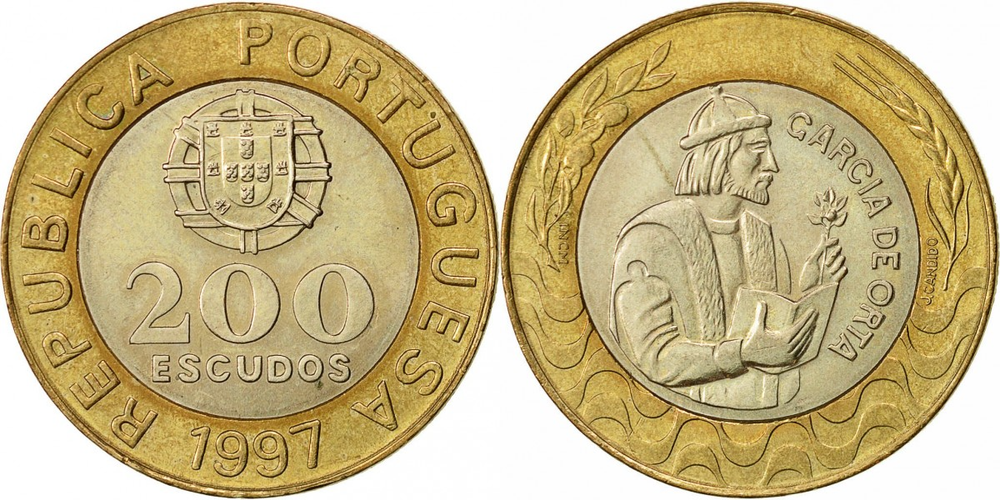 Португалия 200 эскудо, 1991-2001 Гарсия де Орта XF
