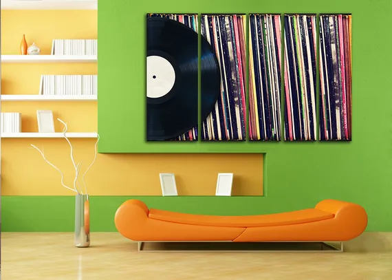 Модульная картина "Виниловые пластинки"